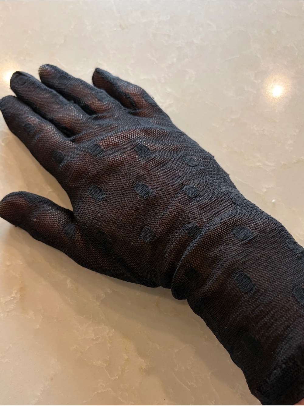 Vintage Black Sheer Polka Dot Gloves